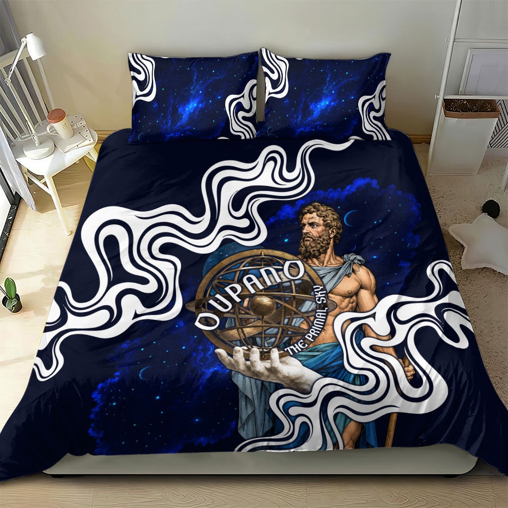 Uranus The Primal Sky Greek God Bedding Set Vintage Celestial Armillary Sphere Cosmos Mythology