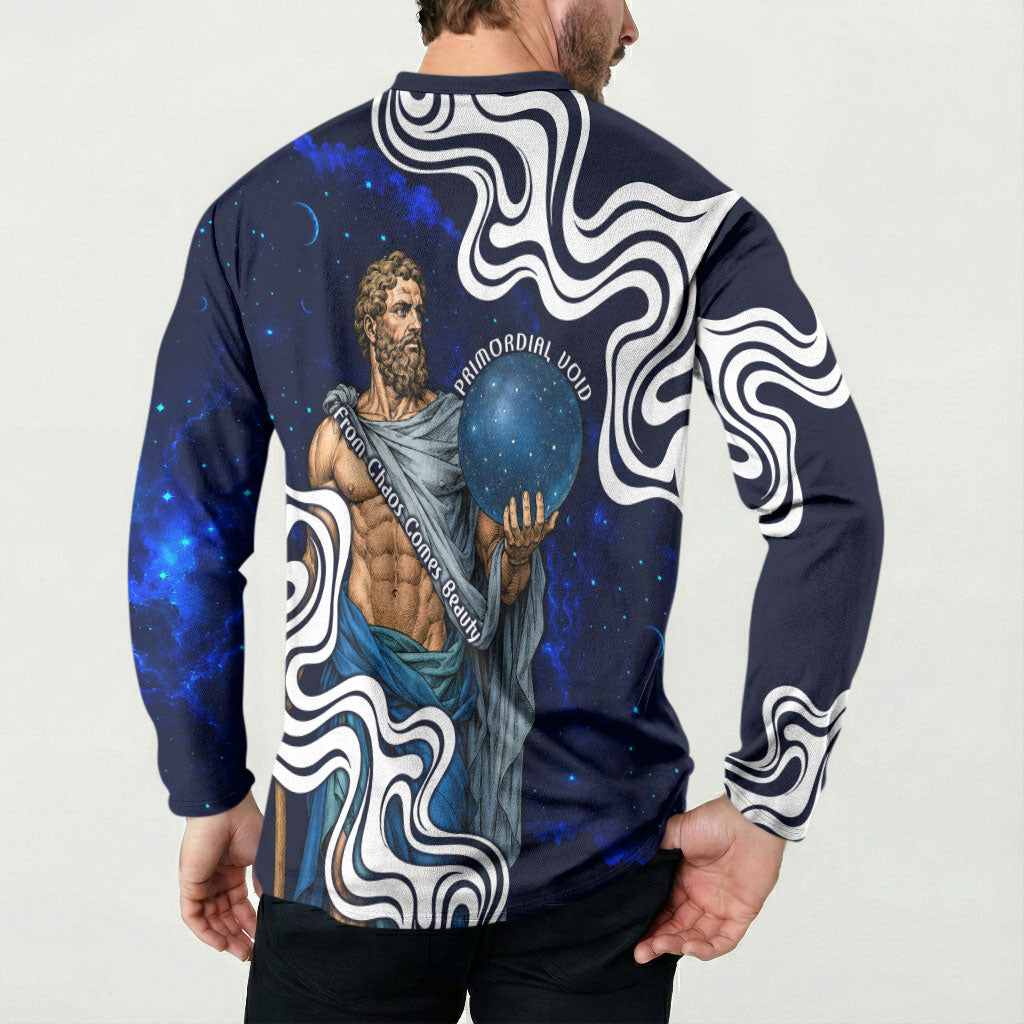 Uranus The Primal Sky Greek God Button Sweatshirt Vintage Celestial Armillary Sphere Cosmos Mythology