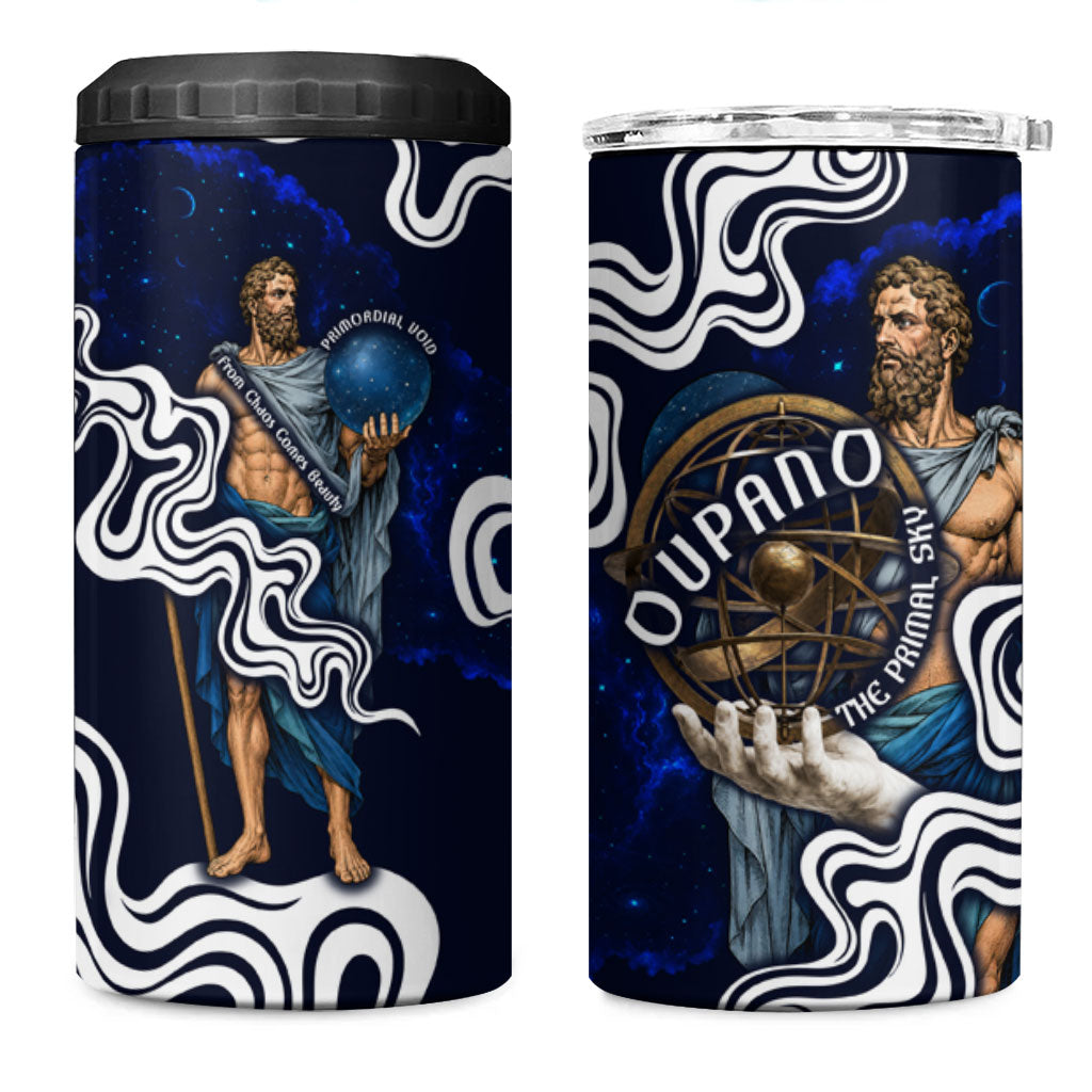 Uranus The Primal Sky Greek God 4 in 1 Can Cooler Tumbler Vintage Celestial Armillary Sphere Cosmos Mythology