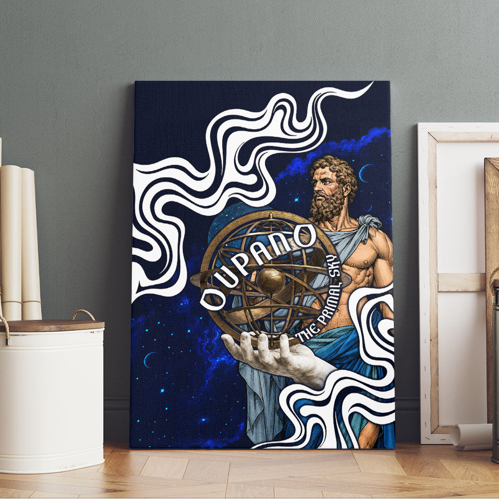 Uranus The Primal Sky Greek God Canvas Wall Art Vintage Celestial Armillary Sphere Cosmos Mythology