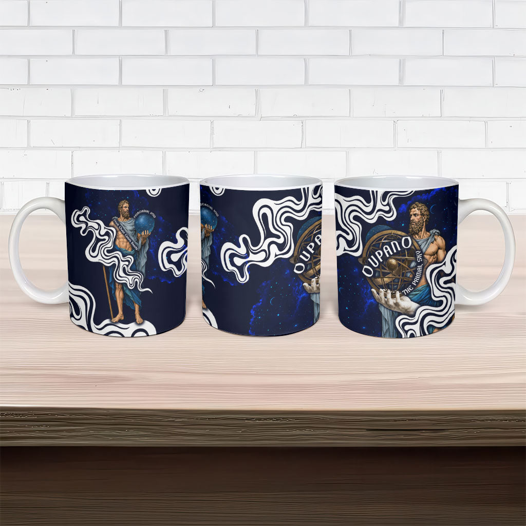 Uranus The Primal Sky Greek God Ceramic Mug Vintage Celestial Armillary Sphere Cosmos Mythology
