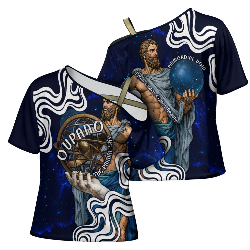 Uranus The Primal Sky Greek God Cross Shoulder Shirt Vintage Celestial Armillary Sphere Cosmos Mythology