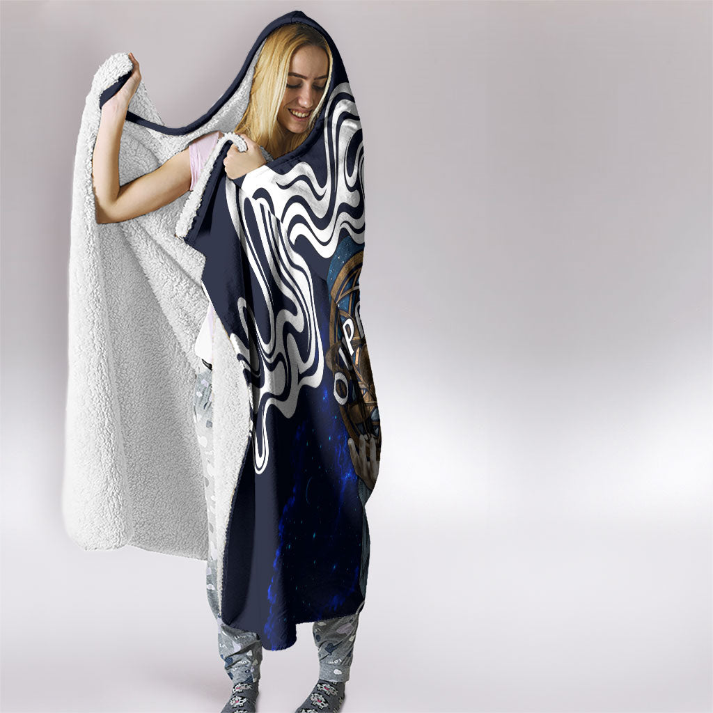 Uranus The Primal Sky Greek God Hooded Blanket Vintage Celestial Armillary Sphere Cosmos Mythology