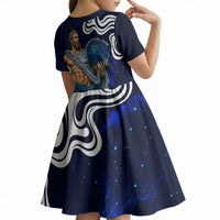 Uranus The Primal Sky Greek God Kid Short Sleeve Dress Vintage Celestial Armillary Sphere Cosmos Mythology