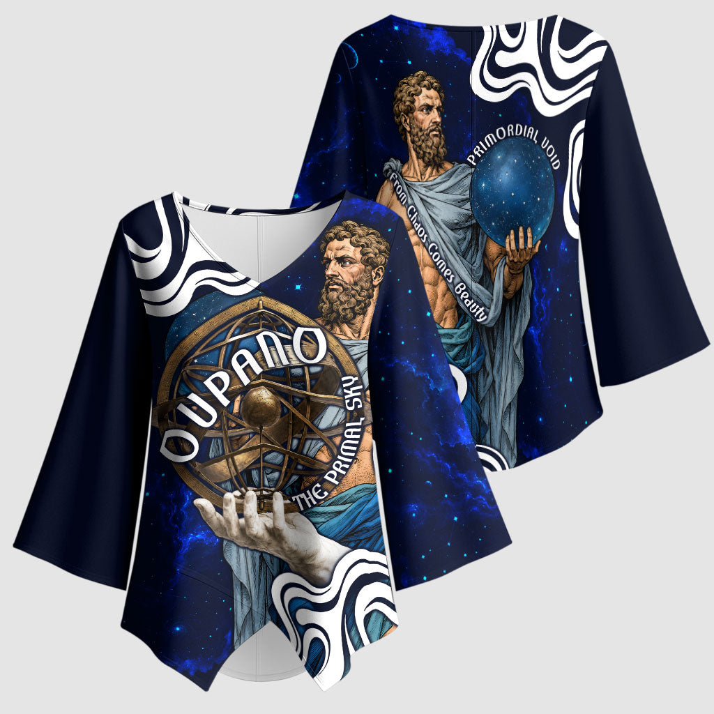 Uranus The Primal Sky Greek God Kimono Sleeve Blouse Vintage Celestial Armillary Sphere Cosmos Mythology