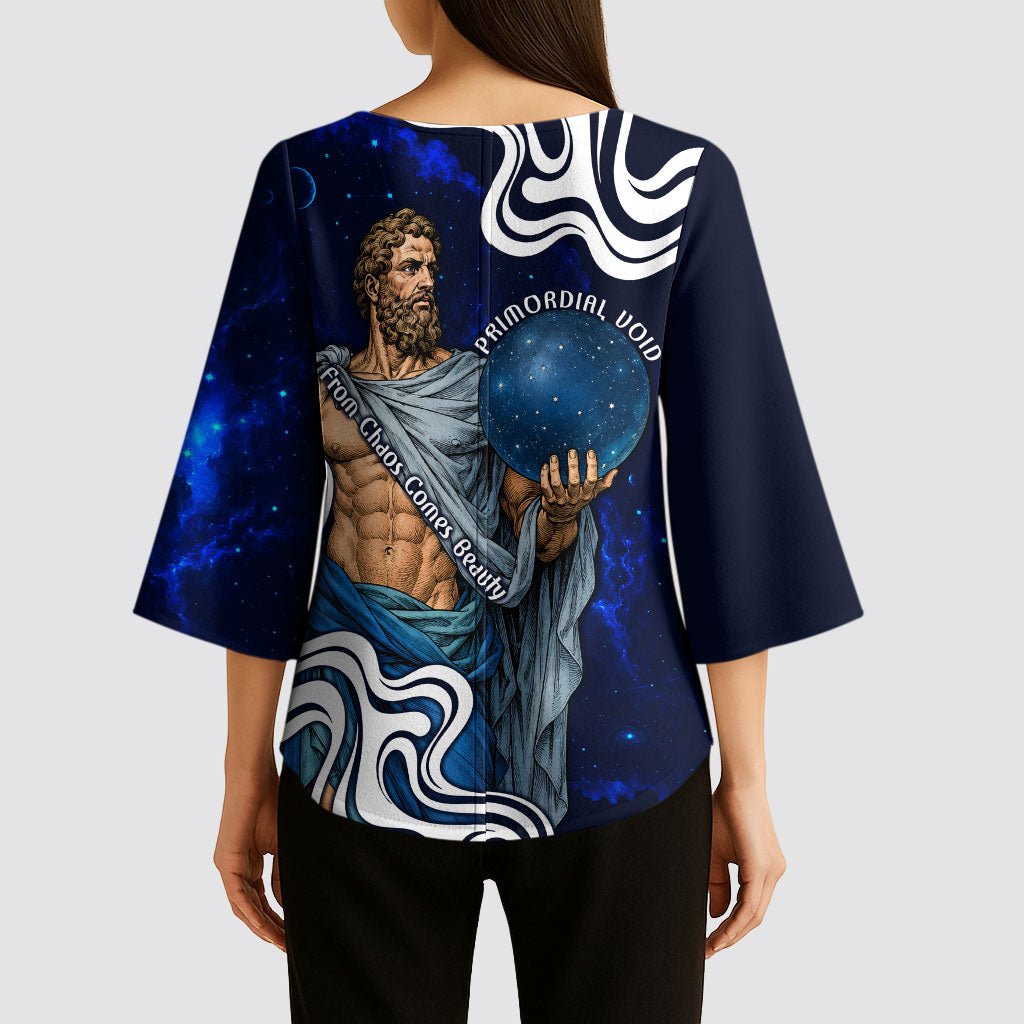 Uranus The Primal Sky Greek God Kimono Sleeve Blouse Vintage Celestial Armillary Sphere Cosmos Mythology