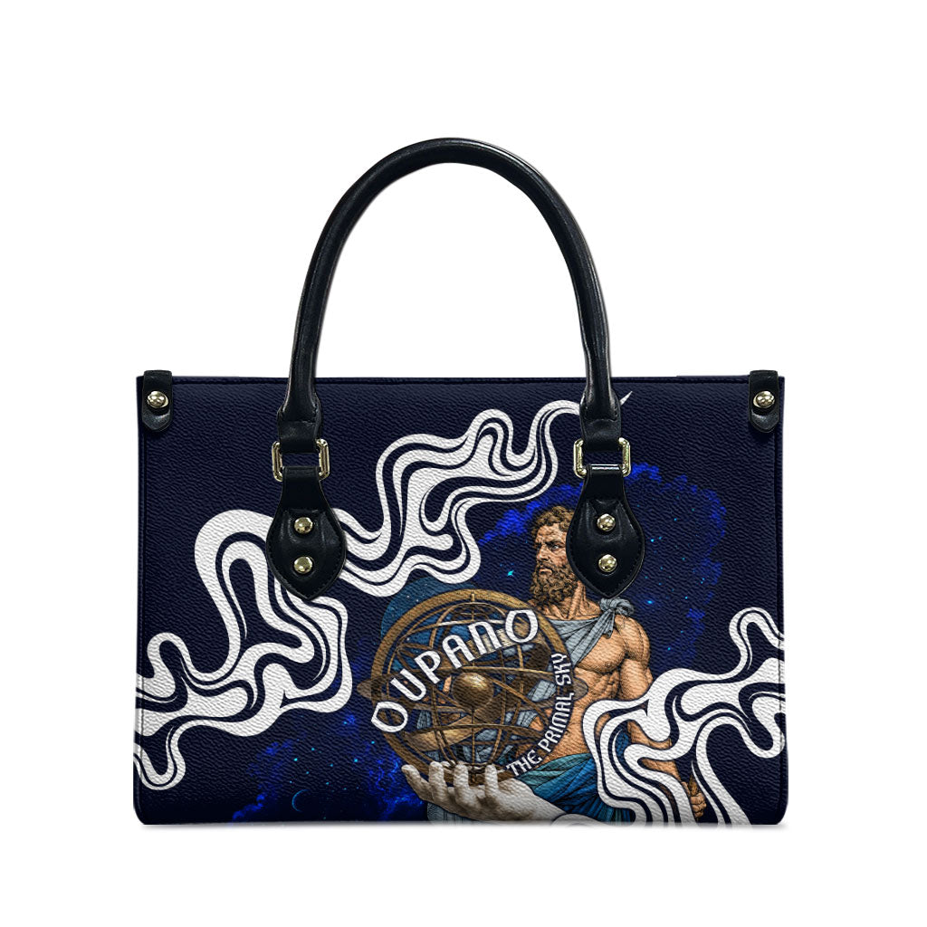 Uranus The Primal Sky Greek God Leather Bag Vintage Celestial Armillary Sphere Cosmos Mythology