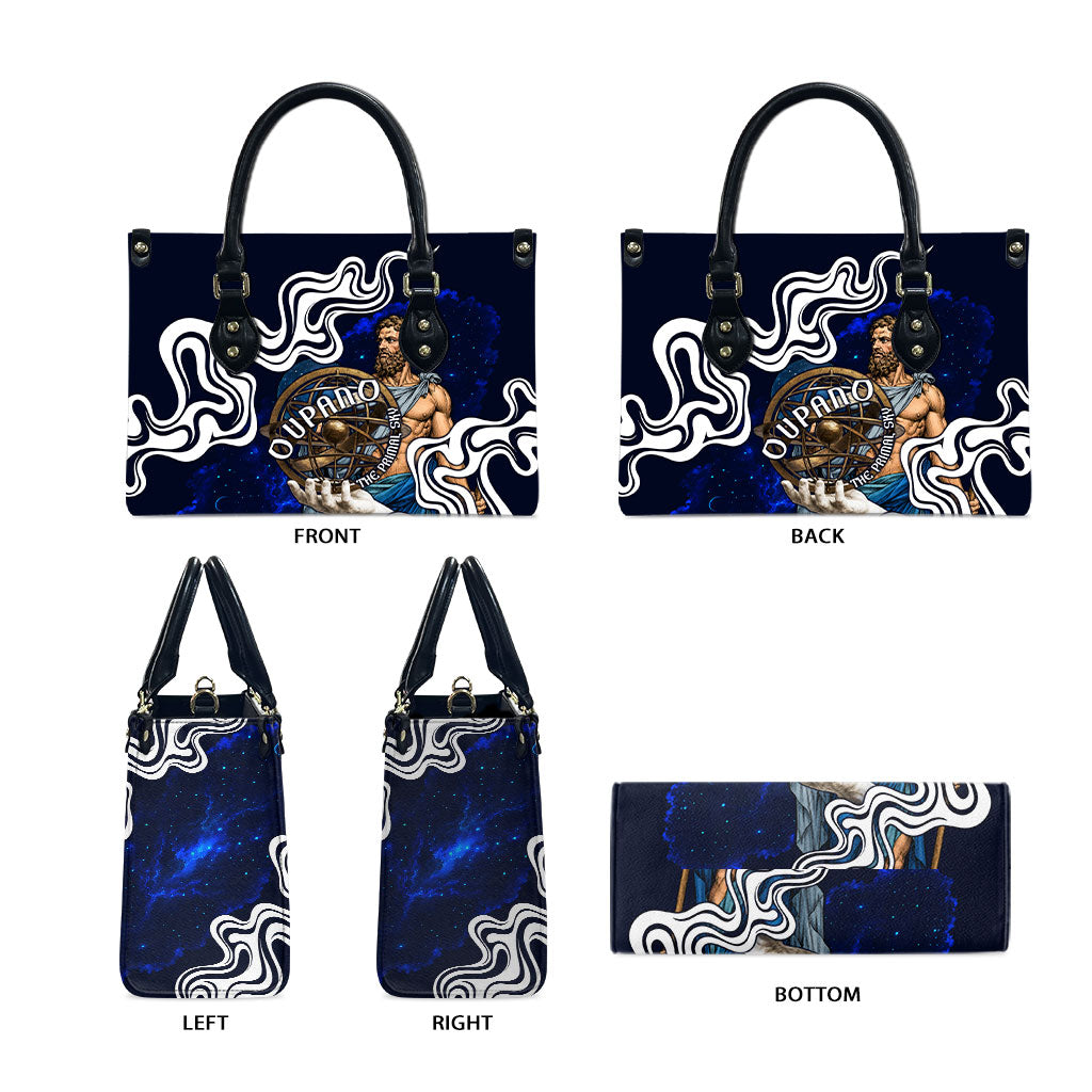 Uranus The Primal Sky Greek God Leather Bag Vintage Celestial Armillary Sphere Cosmos Mythology