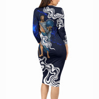 Uranus The Primal Sky Greek God Long Sleeve Bodycon Dress Vintage Celestial Armillary Sphere Cosmos Mythology