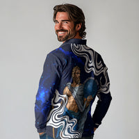 Uranus The Primal Sky Greek God Long Sleeve Polo Shirt Vintage Celestial Armillary Sphere Cosmos Mythology