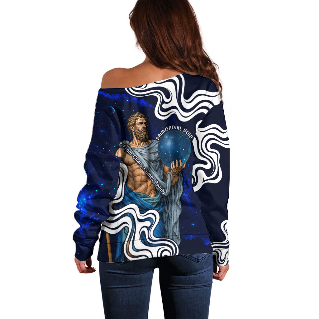 Uranus The Primal Sky Greek God Off Shoulder Sweater Vintage Celestial Armillary Sphere Cosmos Mythology