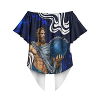 Uranus The Primal Sky Greek God Off Shoulder Wrap Waist Top Vintage Celestial Armillary Sphere Cosmos Mythology