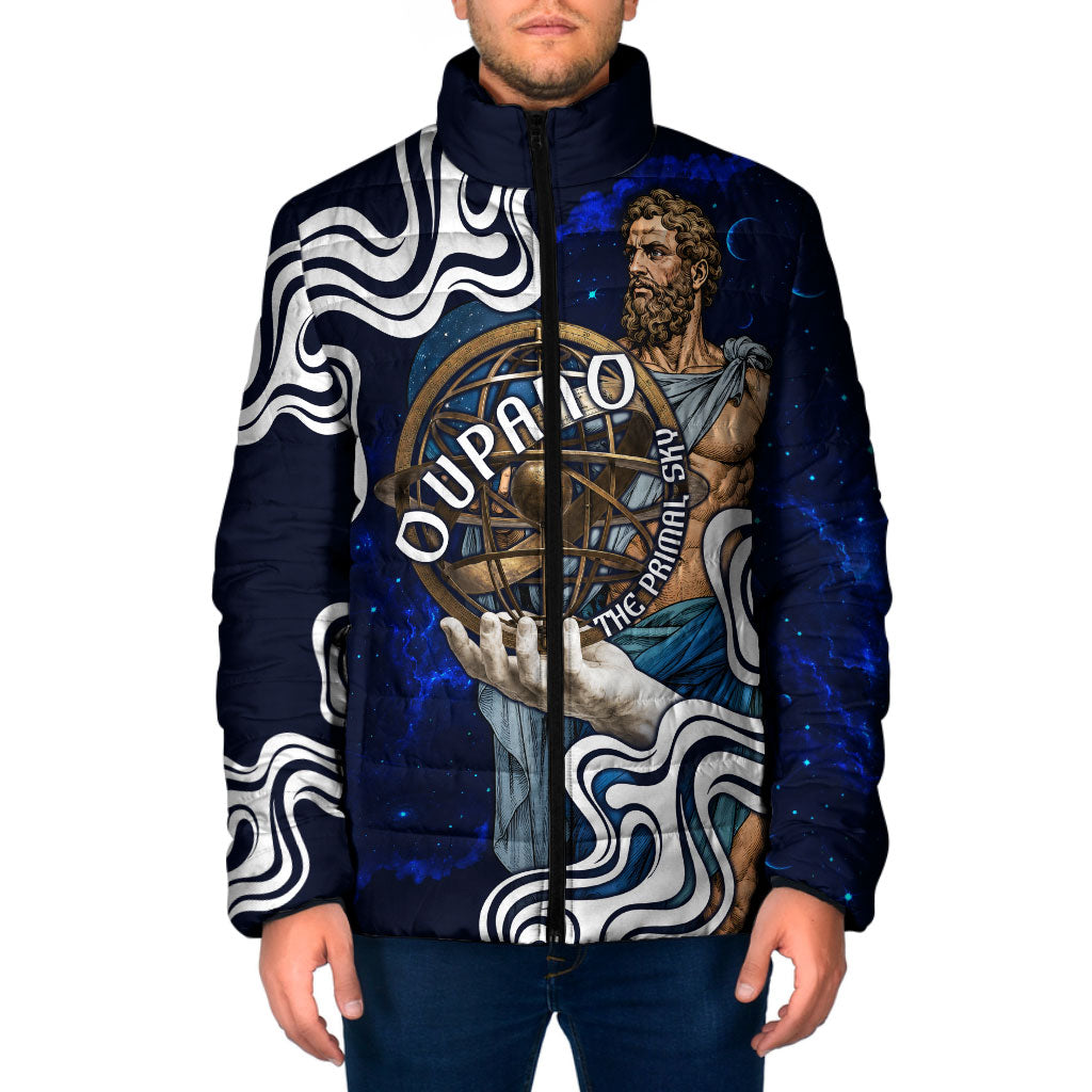 Uranus The Primal Sky Greek God Padded Jacket Vintage Celestial Armillary Sphere Cosmos Mythology