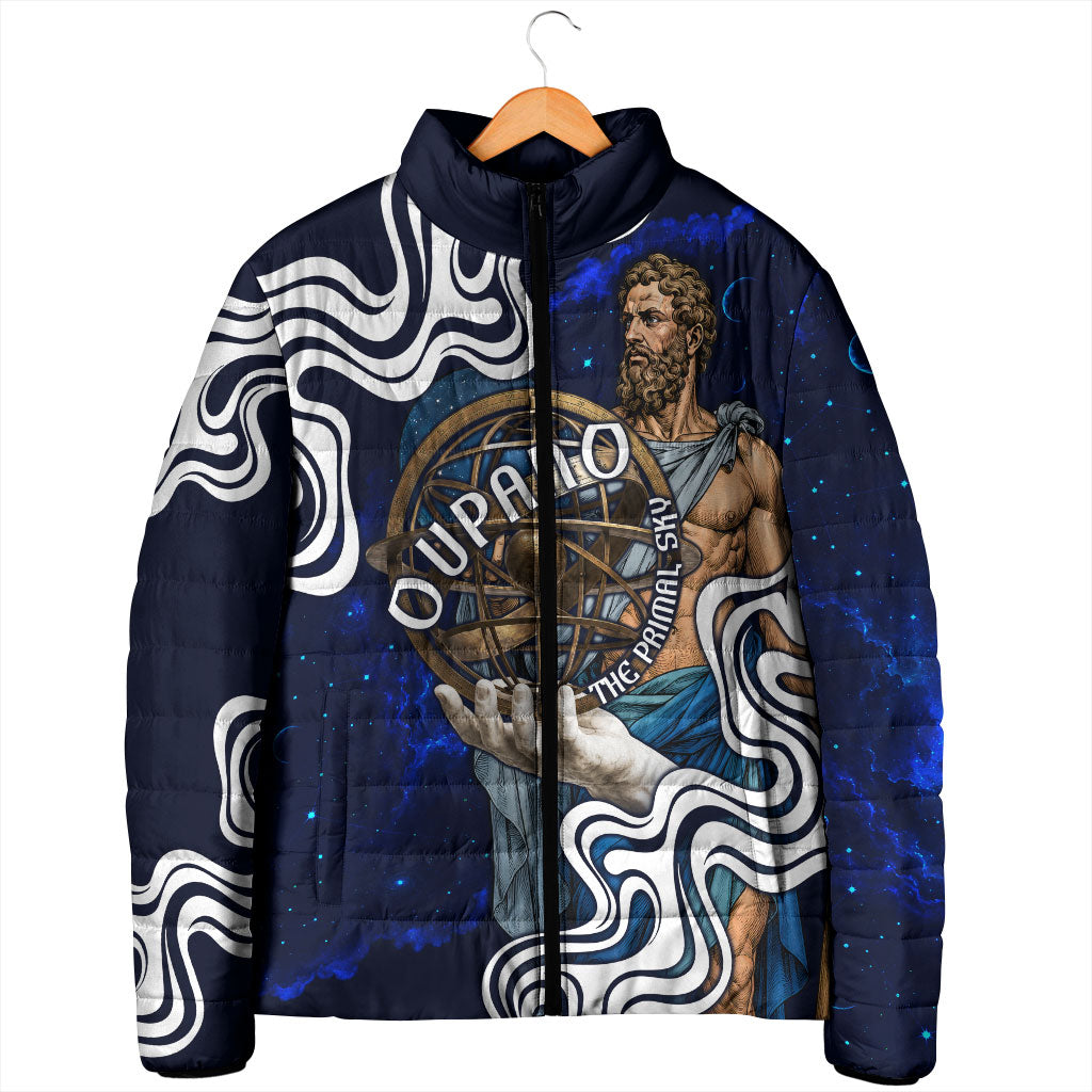 Uranus The Primal Sky Greek God Padded Jacket Vintage Celestial Armillary Sphere Cosmos Mythology