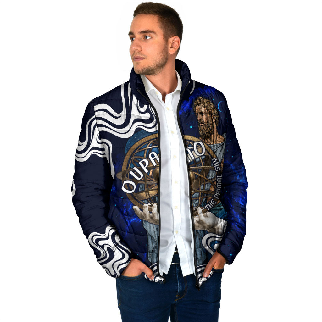 Uranus The Primal Sky Greek God Padded Jacket Vintage Celestial Armillary Sphere Cosmos Mythology