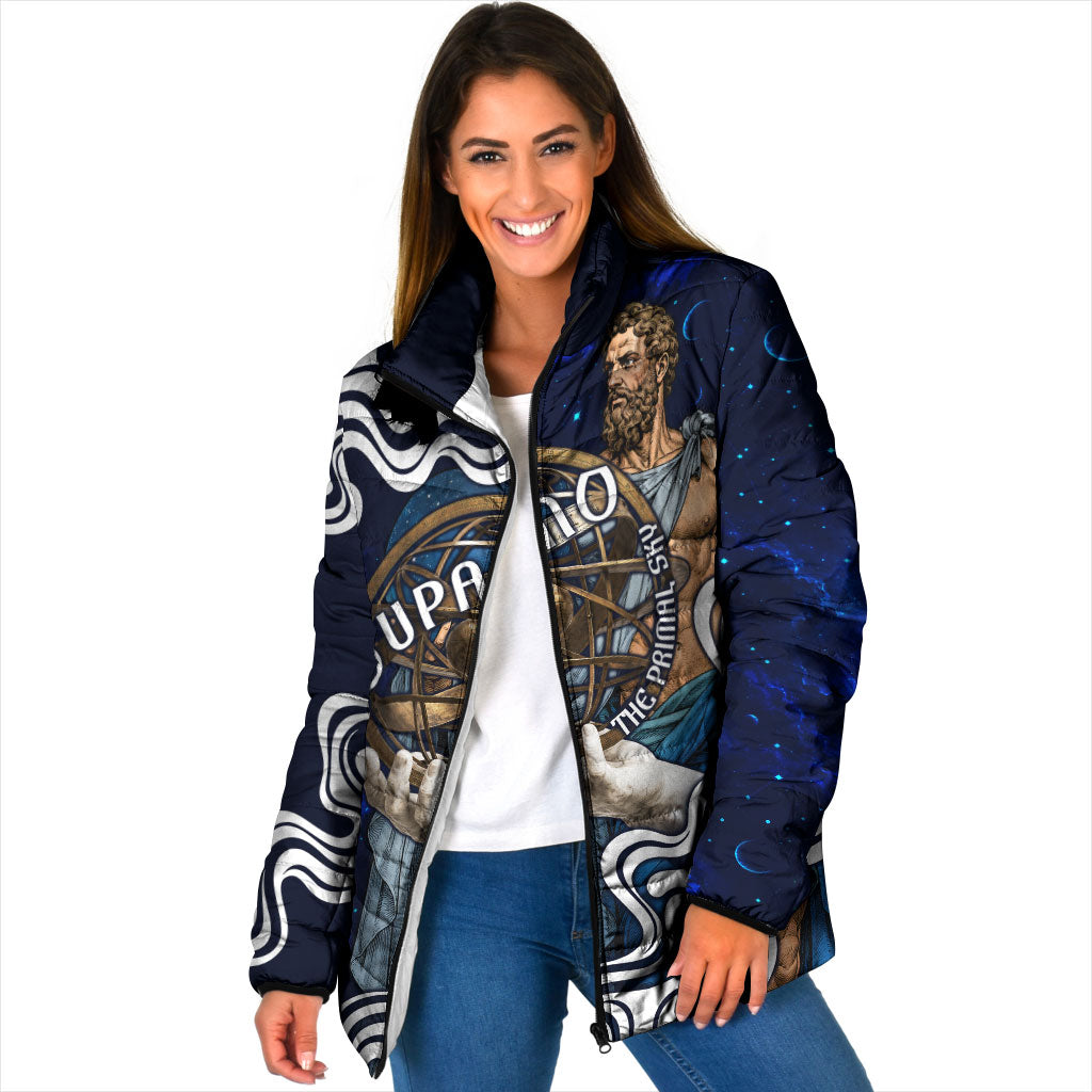 Uranus The Primal Sky Greek God Padded Jacket Vintage Celestial Armillary Sphere Cosmos Mythology