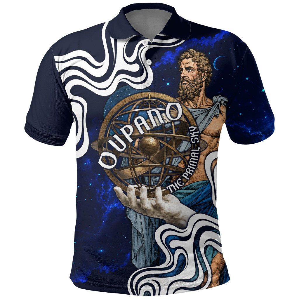 Uranus The Primal Sky Greek God Polo Shirt Vintage Celestial Armillary Sphere Cosmos Mythology