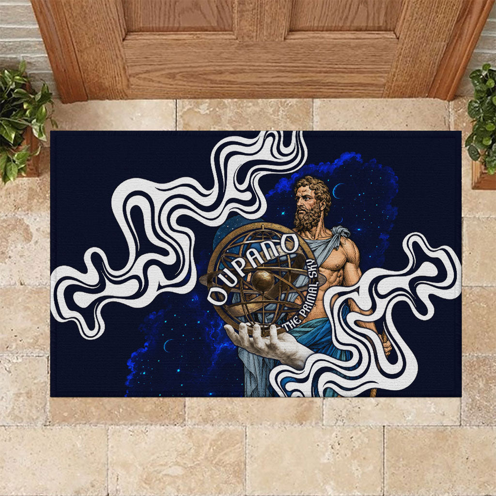 Uranus The Primal Sky Greek God Rubber Doormat Vintage Celestial Armillary Sphere Cosmos Mythology