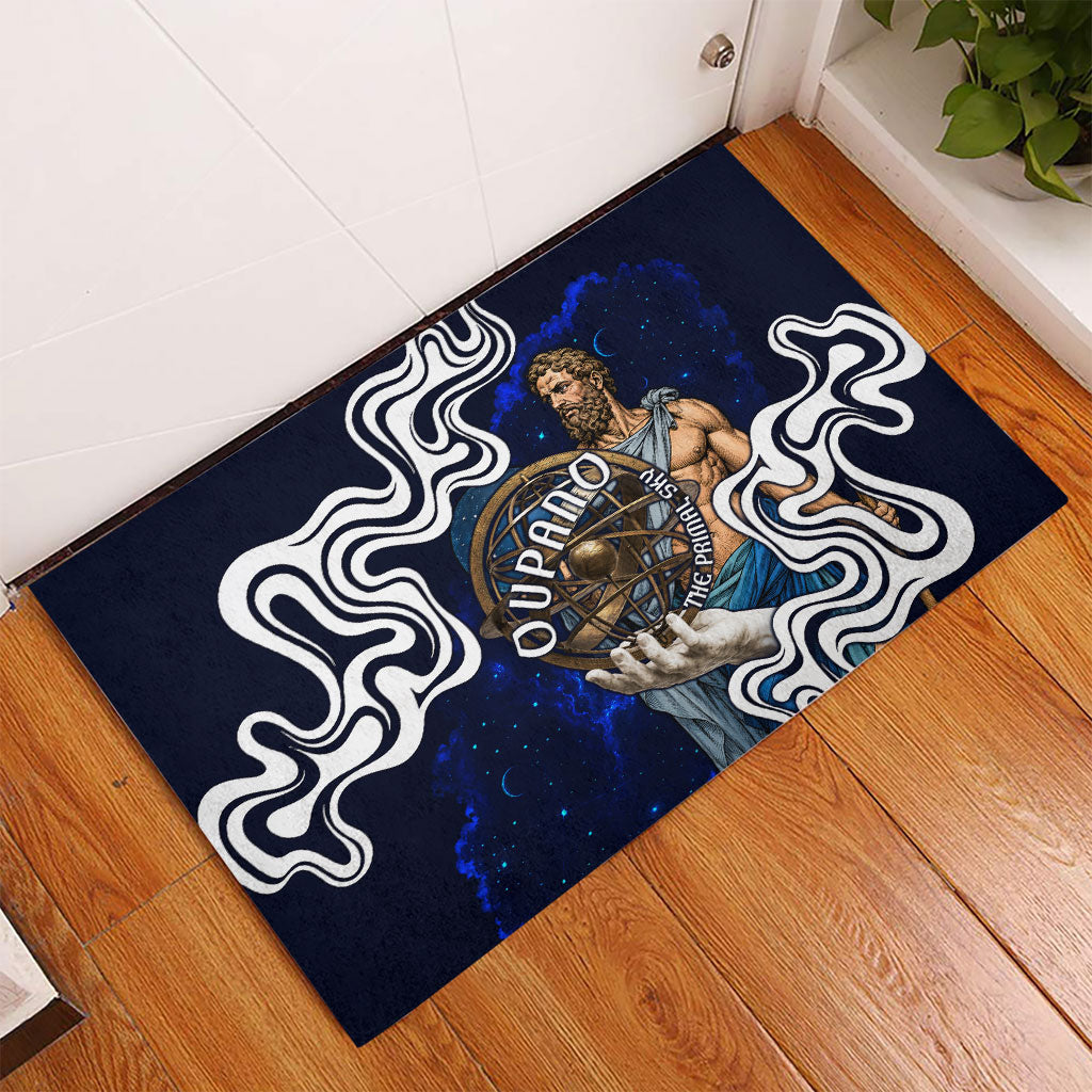 Uranus The Primal Sky Greek God Rubber Doormat Vintage Celestial Armillary Sphere Cosmos Mythology
