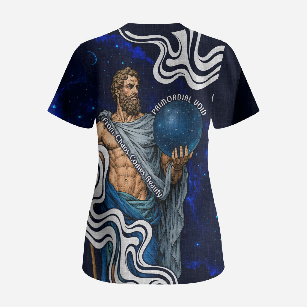 Uranus The Primal Sky Greek God Scrub Top Vintage Celestial Armillary Sphere Cosmos Mythology
