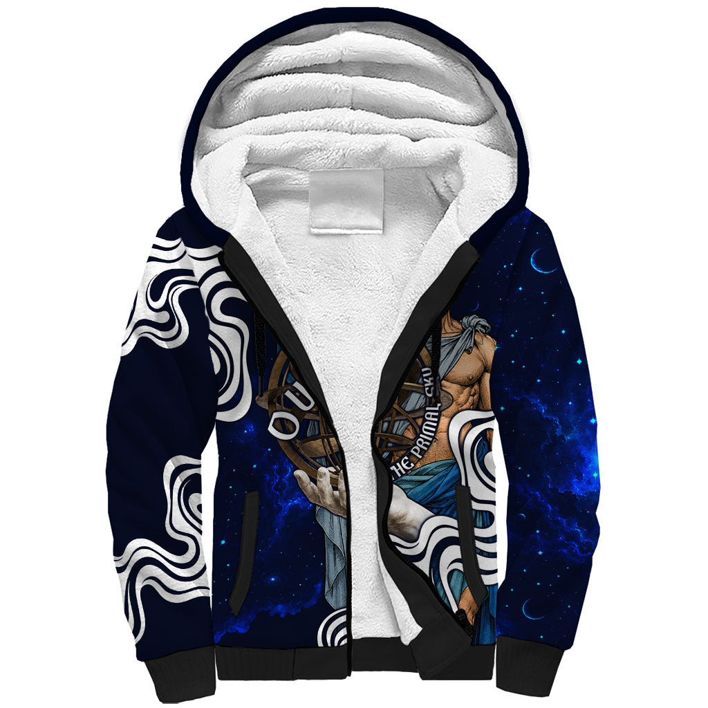 Uranus The Primal Sky Greek God Sherpa Hoodie Vintage Celestial Armillary Sphere Cosmos Mythology