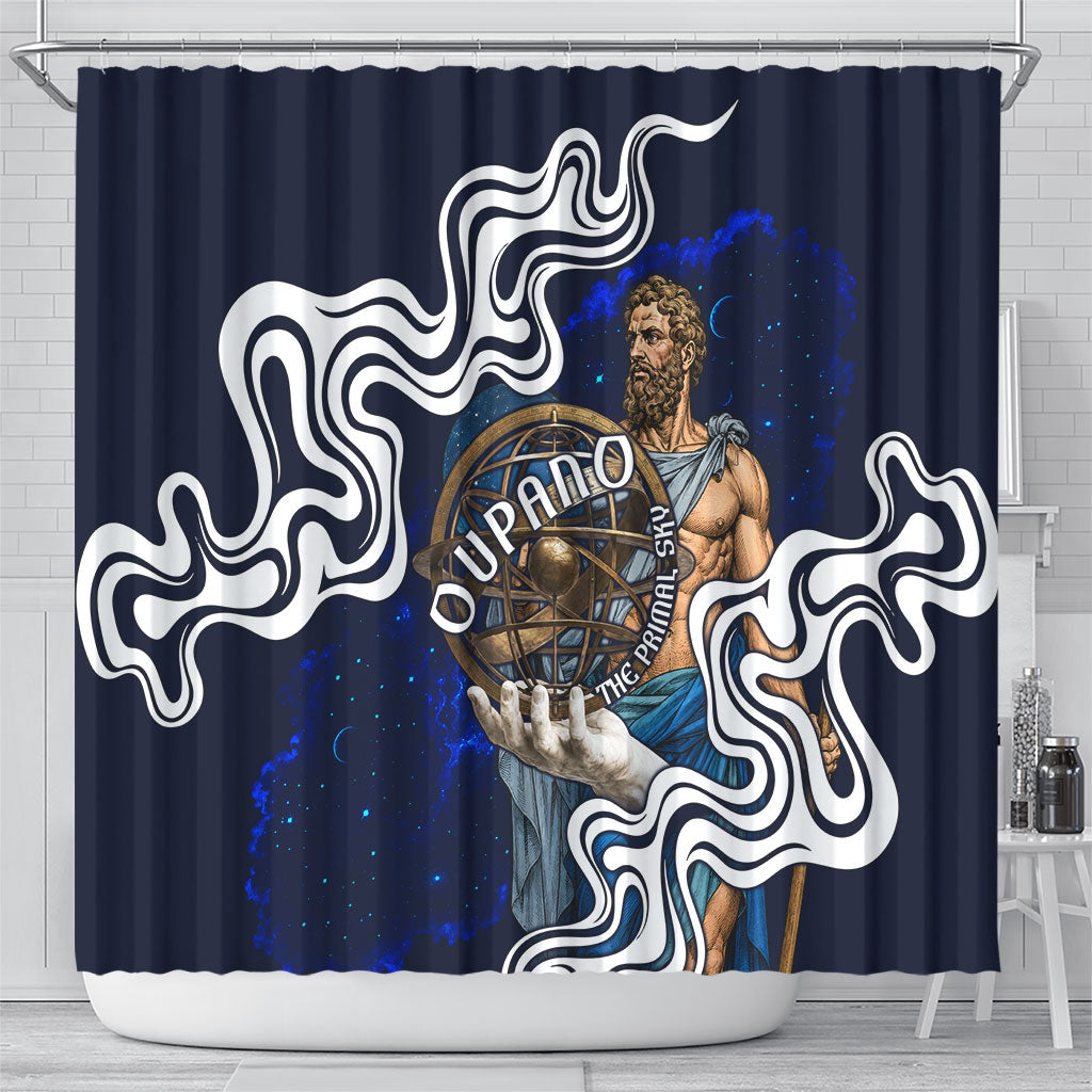 Uranus The Primal Sky Greek God Shower Curtain Vintage Celestial Armillary Sphere Cosmos Mythology