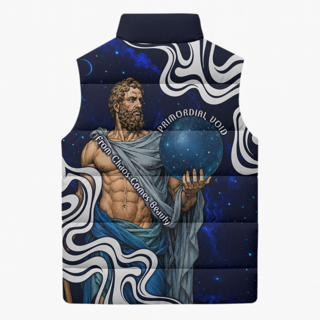Uranus The Primal Sky Greek God Sleeveless Puffer Jacket Vintage Celestial Armillary Sphere Cosmos Mythology
