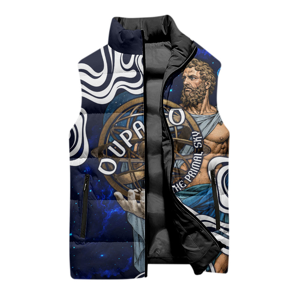 Uranus The Primal Sky Greek God Sleeveless Puffer Jacket Vintage Celestial Armillary Sphere Cosmos Mythology