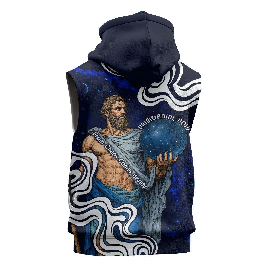 Uranus The Primal Sky Greek God Sleeveless Zip Hoodie Vintage Celestial Armillary Sphere Cosmos Mythology