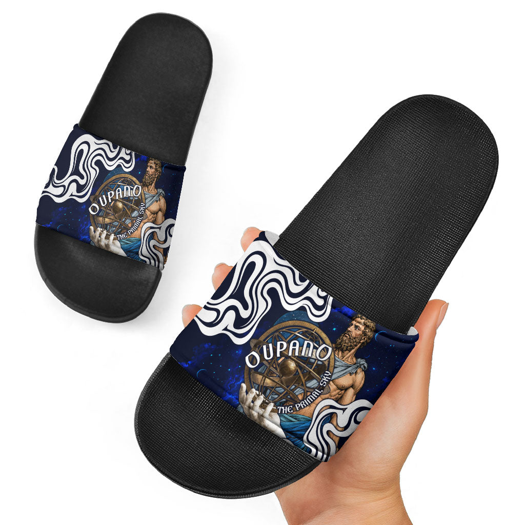 Uranus The Primal Sky Greek God Slide Sandals Vintage Celestial Armillary Sphere Cosmos Mythology