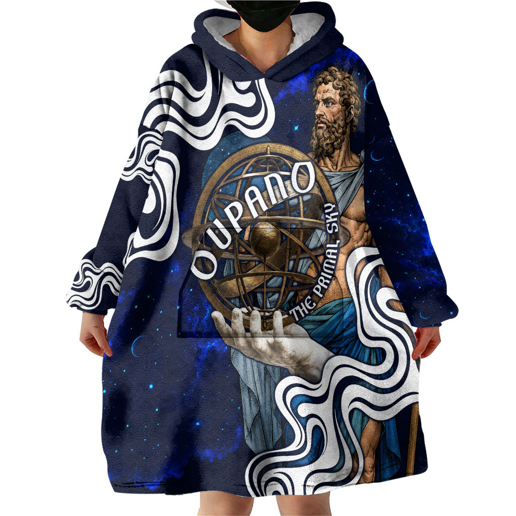 Uranus The Primal Sky Greek God Wearable Blanket Hoodie Vintage Celestial Armillary Sphere Cosmos Mythology