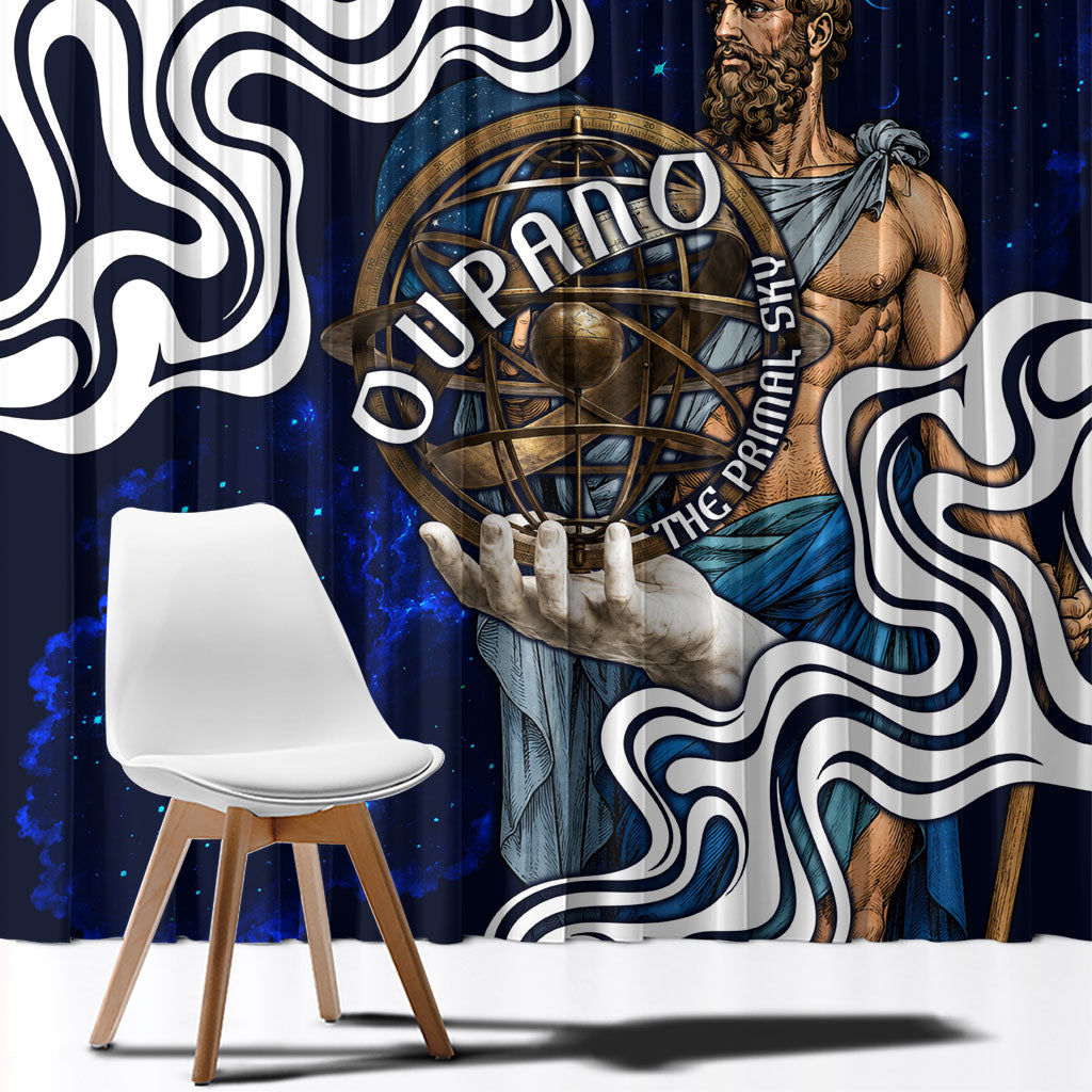 Uranus The Primal Sky Greek God Window Curtain Vintage Celestial Armillary Sphere Cosmos Mythology