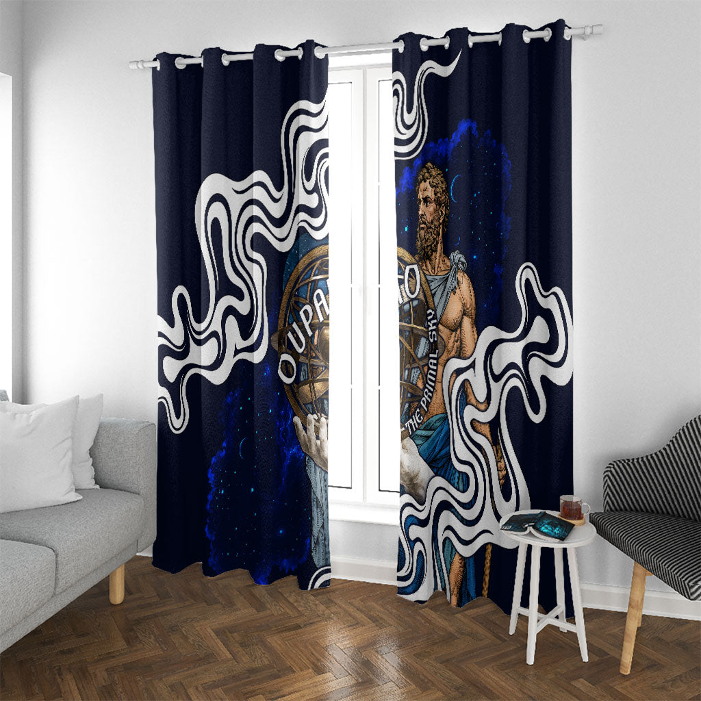 Uranus The Primal Sky Greek God Window Curtain Vintage Celestial Armillary Sphere Cosmos Mythology