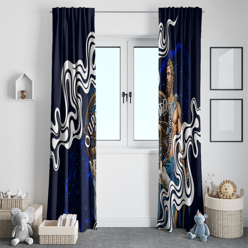 Uranus The Primal Sky Greek God Window Curtain Vintage Celestial Armillary Sphere Cosmos Mythology