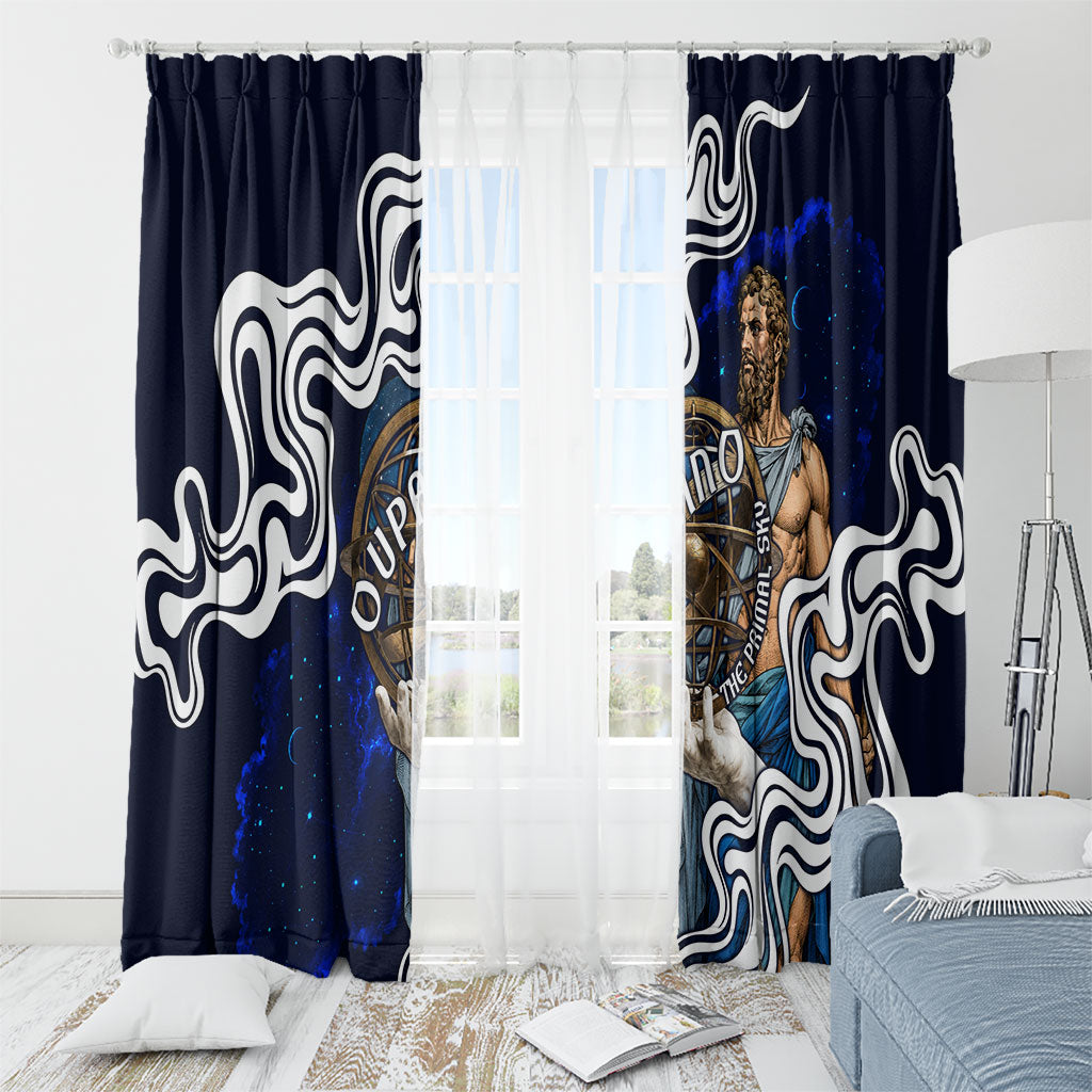 Uranus The Primal Sky Greek God Window Curtain Vintage Celestial Armillary Sphere Cosmos Mythology