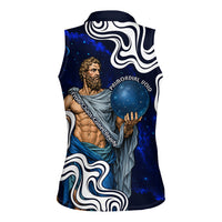 Uranus The Primal Sky Greek God Women Sleeveless Polo Shirt Vintage Celestial Armillary Sphere Cosmos Mythology