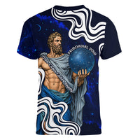 Uranus The Primal Sky Greek God Women V-Neck T-Shirt Vintage Celestial Armillary Sphere Cosmos Mythology