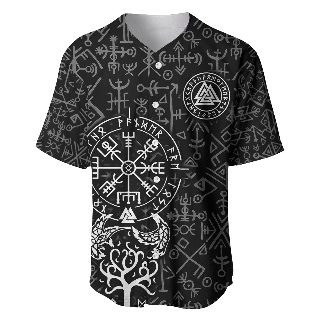 Viking Odin Baseball Jersey The All-Father God in Norse Mythology with Runes Pattern - Wonder Print Shop
