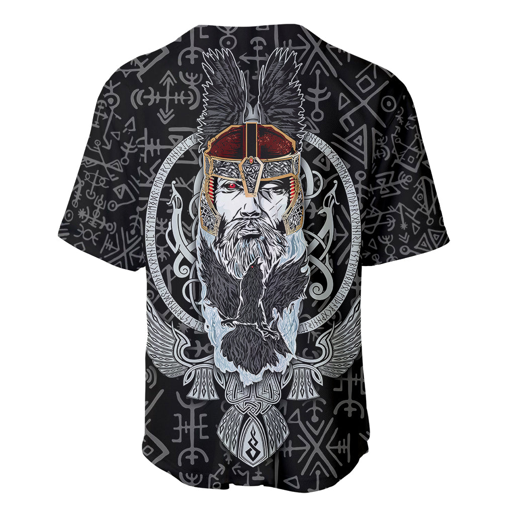 Viking Odin Baseball Jersey The All-Father God in Norse Mythology with Runes Pattern - Wonder Print Shop