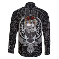 Viking Odin Family Matching Long Sleeve Bodycon Dress and Hawaiian Shirt The All-Father God in Norse Mythology with Runes Pattern - Wonder Print Shop