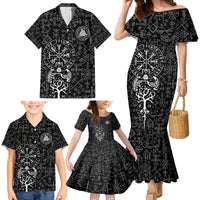 Viking Odin Family Matching Mermaid Dress and Hawaiian Shirt The All-Father God in Norse Mythology with Runes Pattern - Wonder Print Shop