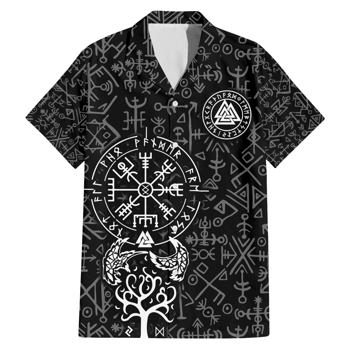 Viking Odin Family Matching Mermaid Dress and Hawaiian Shirt The All-Father God in Norse Mythology with Runes Pattern - Wonder Print Shop