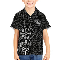 Viking Odin Family Matching Off Shoulder Maxi Dress and Hawaiian Shirt The All-Father God in Norse Mythology with Runes Pattern - Wonder Print Shop