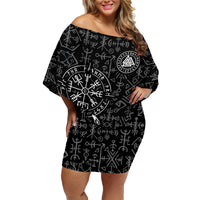 Viking Odin Family Matching Off Shoulder Short Dress and Hawaiian Shirt The All-Father God in Norse Mythology with Runes Pattern - Wonder Print Shop