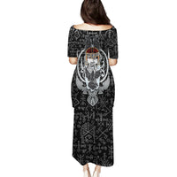 Viking Odin Family Matching Puletasi Dress and Hawaiian Shirt The All-Father God in Norse Mythology with Runes Pattern - Wonder Print Shop