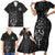 Viking Odin Family Matching Short Sleeve Bodycon Dress and Hawaiian Shirt The All-Father God in Norse Mythology with Runes Pattern - Wonder Print Shop