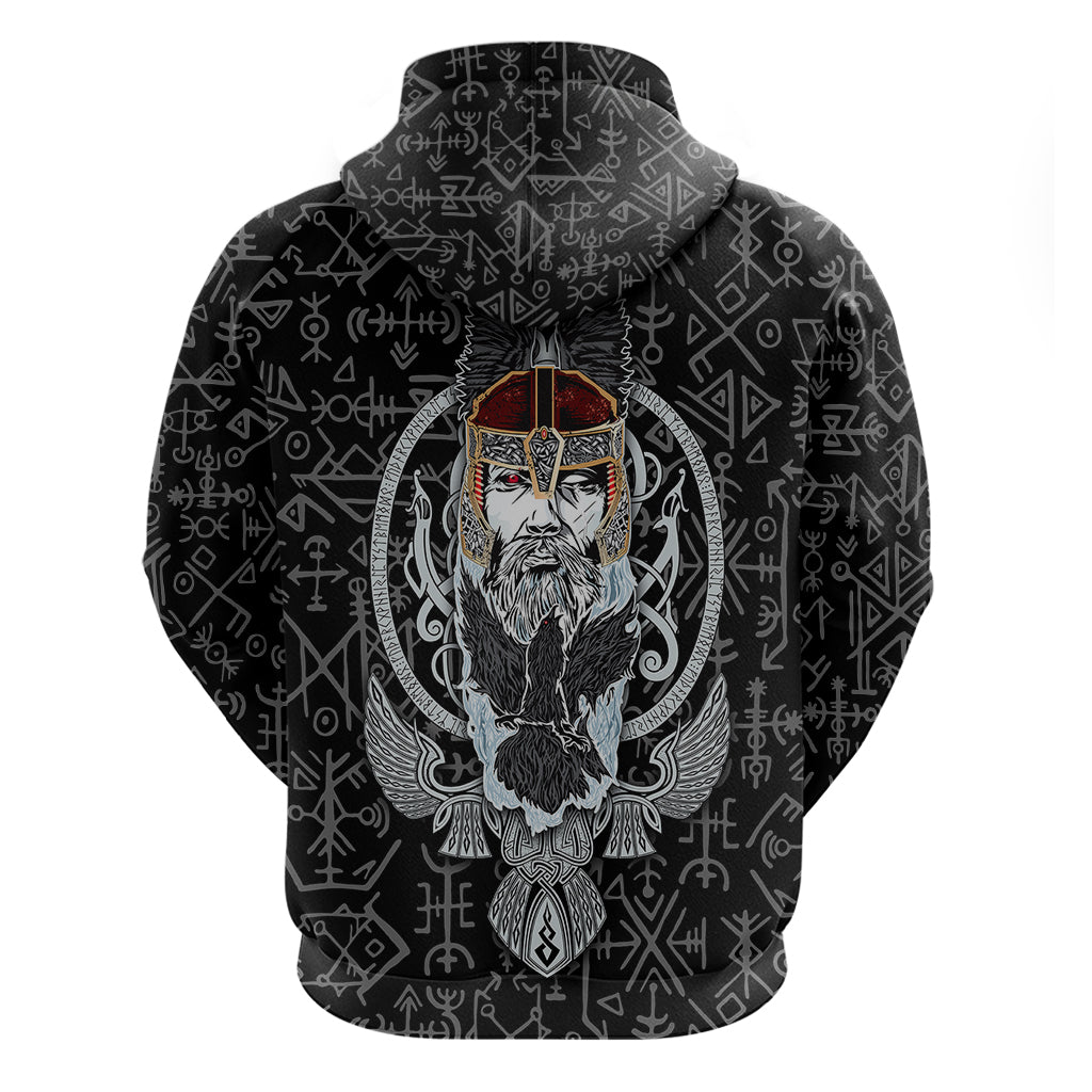 Viking Odin Hoodie The All-Father God in Norse Mythology with Runes Pattern - Wonder Print Shop