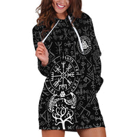 Viking Odin Hoodie Dress The All-Father God in Norse Mythology with Runes Pattern - Wonder Print Shop