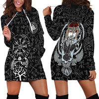 Viking Odin Hoodie Dress The All-Father God in Norse Mythology with Runes Pattern - Wonder Print Shop