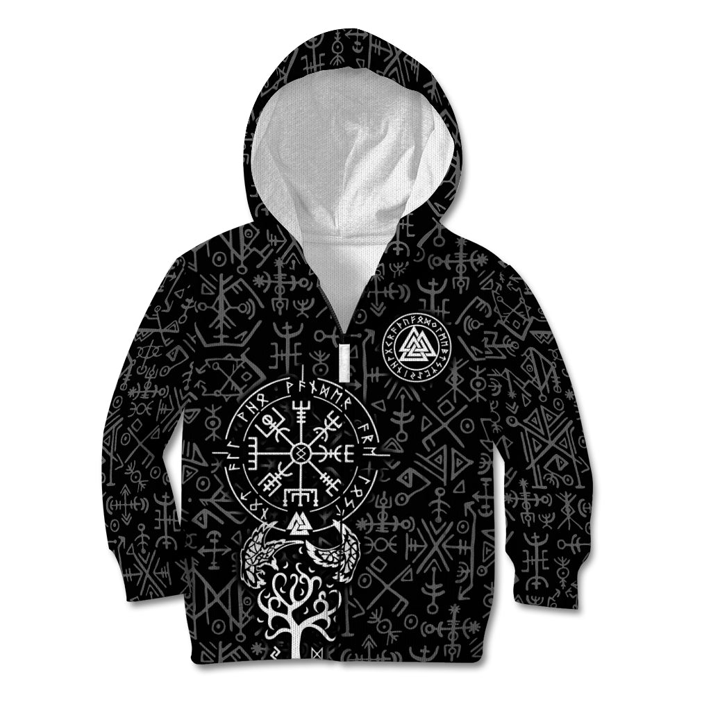 Viking Odin Kid Hoodie The All-Father God in Norse Mythology with Runes Pattern - Wonder Print Shop